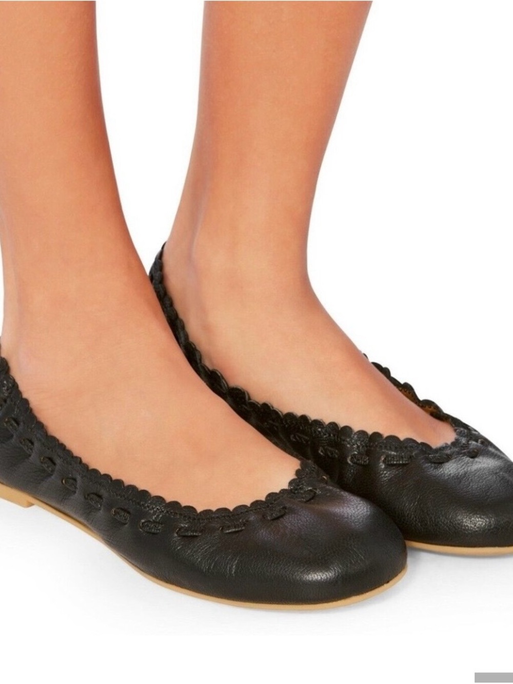 See by Chloe Classic Black Women's Leather Ballet Flats 37
